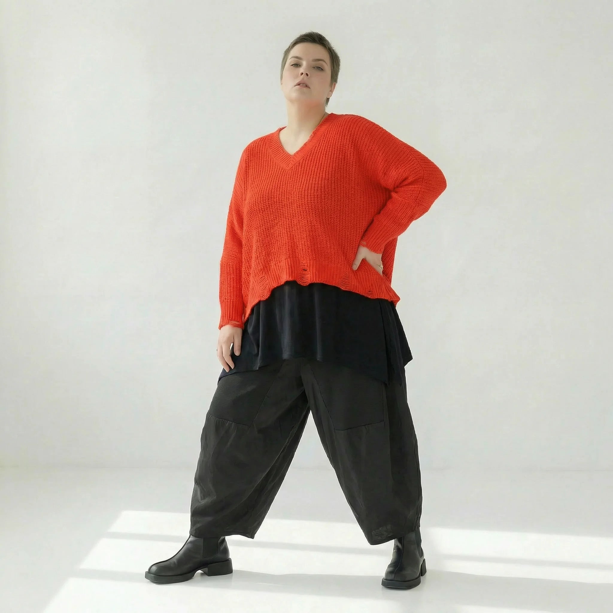  AKH Premium Überwurf in kastiger Form, aus Baumwolle, P1032.2602, Orange, Ausgefallen