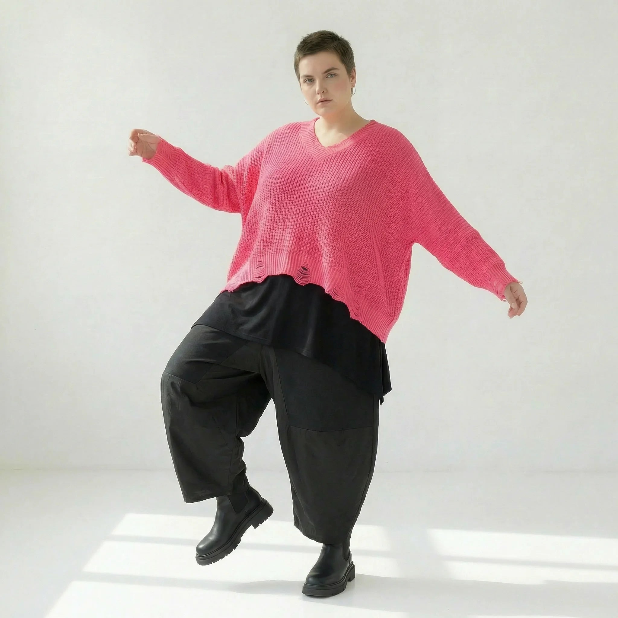  AKH Premium Überwurf in kastiger Form, aus Baumwolle, P1032.2602, Rosa, Ausgefallen