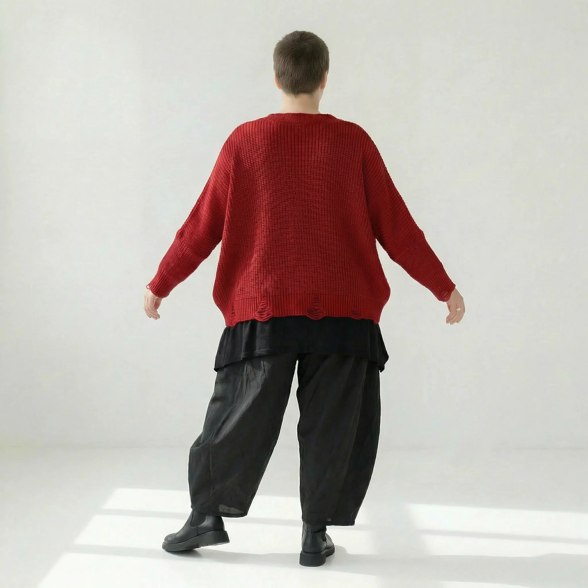  AKH Premium Überwurf in kastiger Form, aus Baumwolle, P1032.2602, Rot, Ausgefallen, Schick