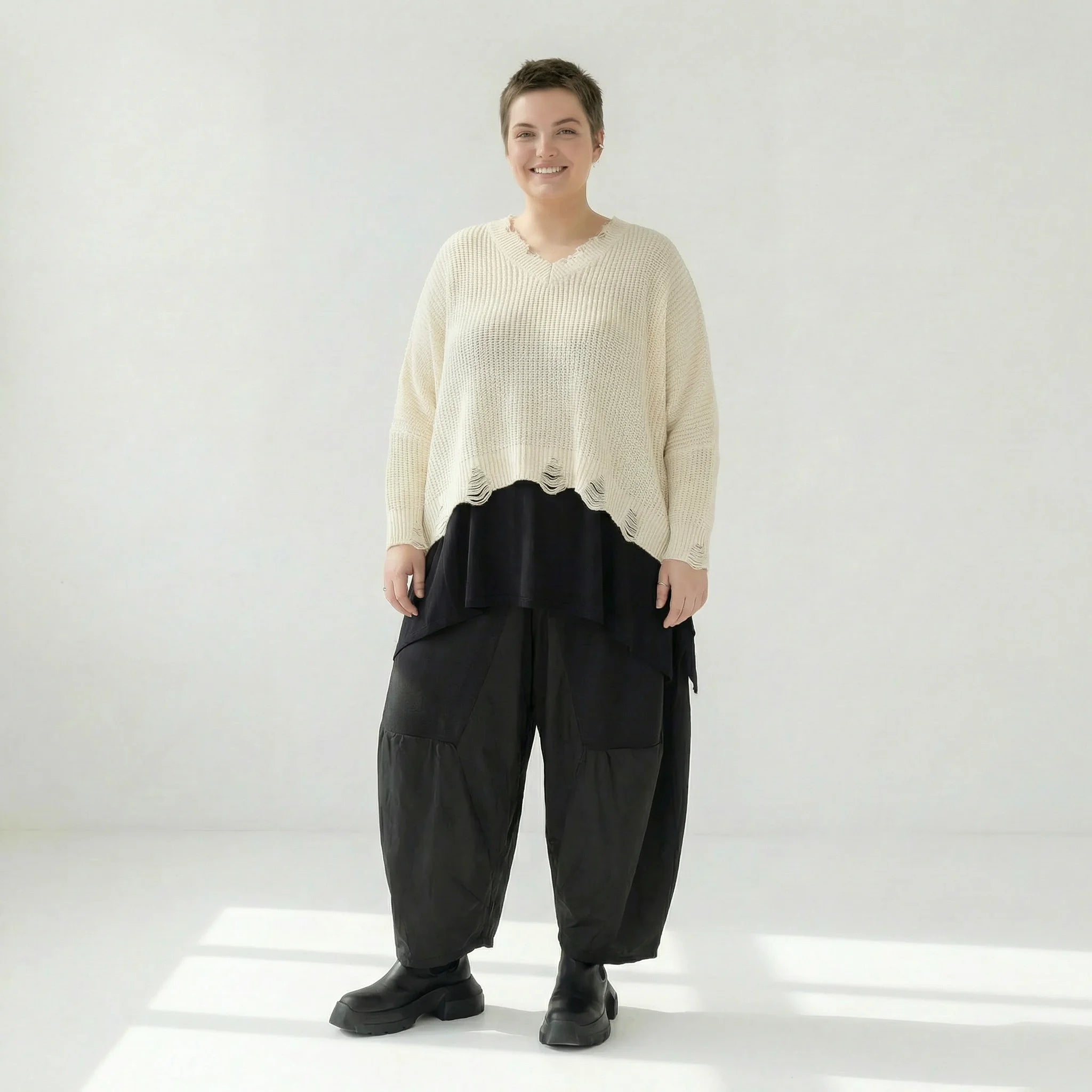  AKH Premium Überwurf in kastiger Form, aus Baumwolle, P1032.2602, Weiß, Ausgefallen