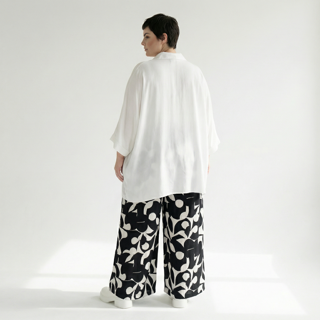  Palazzo Hose von AKH Fashion aus Viskose, 1471.07063, Schwarz/Weiß, Muster, Ausgefallen