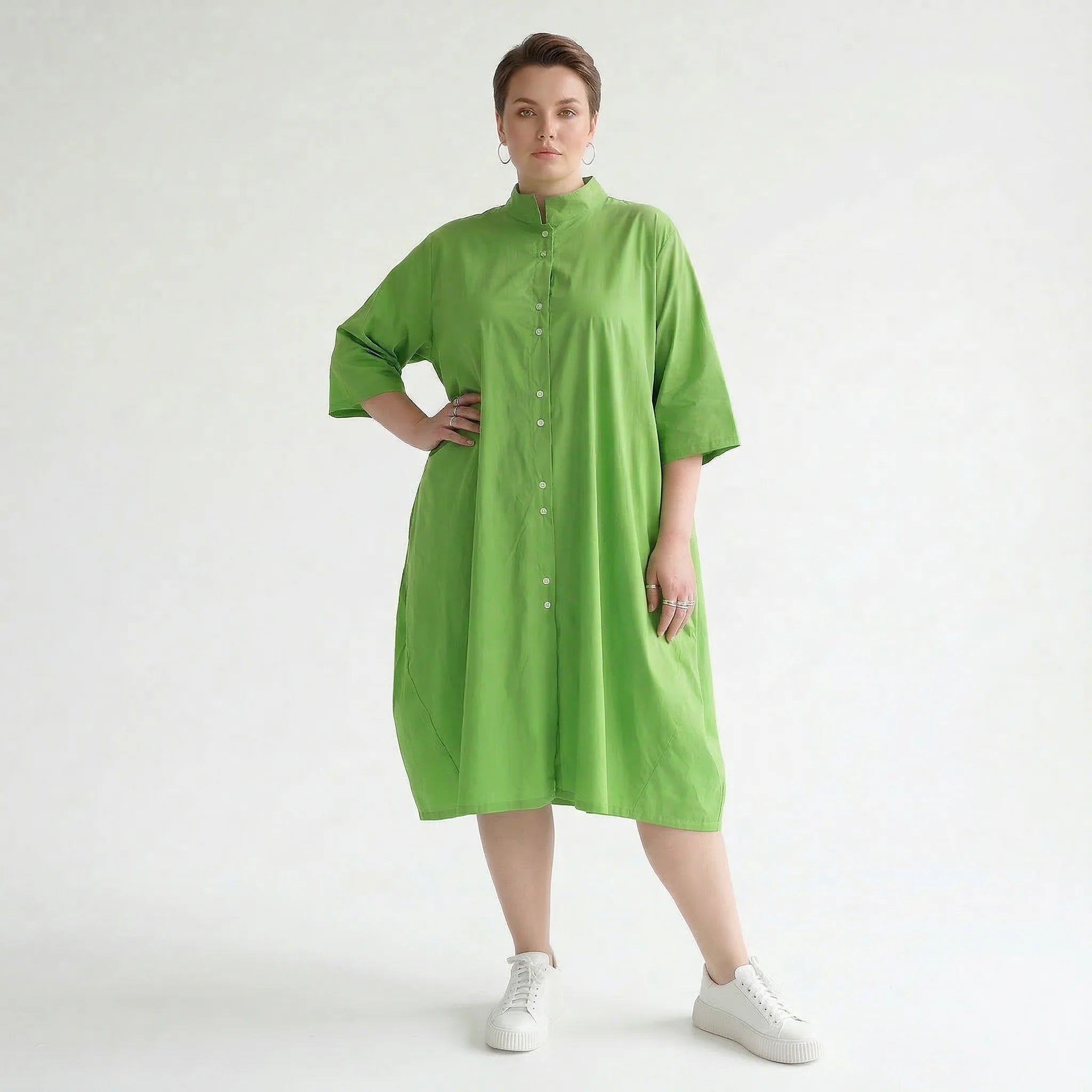 Legere Oversize Bluse in stilvollem Lagenlook mit feiner, leichter Popeline für besondere Momente, Apfelgrün