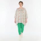 Zeitlos modernes Oversize Shirt in A-Form aus feinem, weich fließendem Jersey im Lagenlook, Ecru/Fuchsia/Multi