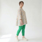 Ausgefallenes Glockenshirt aus feinem Jersey im zeitlosen Lagenlook mit weichem Stretch, Ecru/Fuchsia/Multi