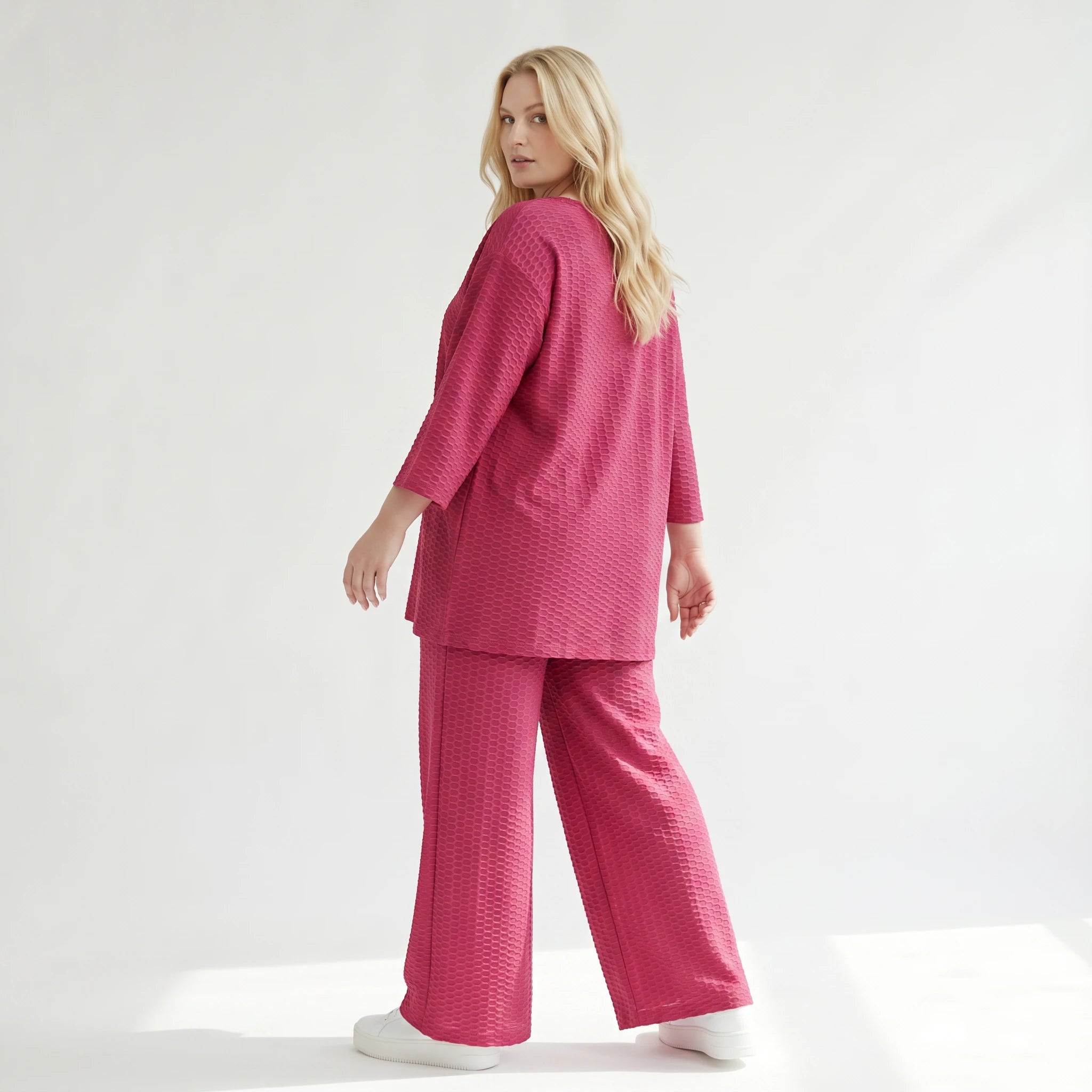 Ausgefallene Palazzo Hose im stilvollen Lagenlook mit weiten Beinen und fließend weicher Struktur, Fuchsia