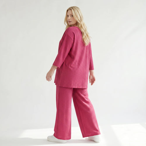 Ausgefallene Palazzo Hose im stilvollen Lagenlook mit weiten Beinen und fließend weicher Struktur, Fuchsia