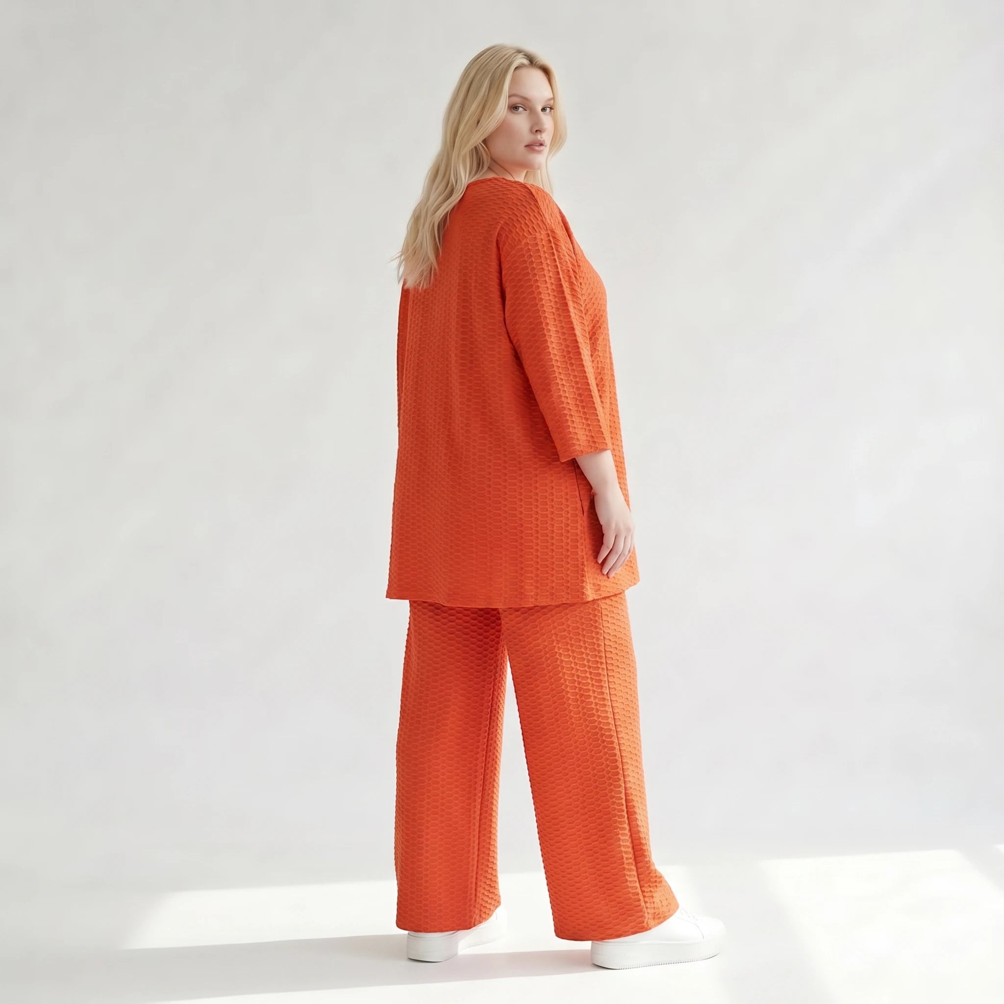 Ausgefallene Palazzo Hose im Lagenlook mit stretchigem Jacquard, weich fließend und leger, Rost