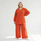 Ausgefallenes Oversize Shirt mit erhabener Waffelstruktur, fließend weich und elastisch, Rost