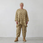 Luftiges Oversize Lagenlook Big Shirt in feiner Baumwoll-Popeline mit Batikmuster, Camel