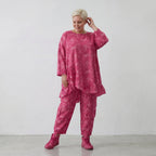 Oversize Big Shirt aus leichter, feiner Baumwollpopeline im ausgefallenen Lagenlook, Batik, Fuchsia
