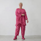 Oversize Big Shirt aus leichter, feiner Baumwollpopeline im ausgefallenen Lagenlook, Batik, Fuchsia