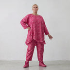 Oversize Big Shirt aus leichter, feiner Baumwollpopeline im ausgefallenen Lagenlook, Batik, Fuchsia