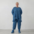 Luftig leichtes Oversize Big Shirt aus feinster Baumwoll Popeline im ausgefallenen Lagenlook, Petrol
