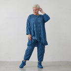 Luftig leichtes Oversize Big Shirt aus feinster Baumwoll Popeline im ausgefallenen Lagenlook, Petrol