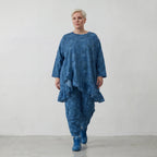 Luftig leichtes Oversize Big Shirt aus feinster Baumwoll Popeline im ausgefallenen Lagenlook, Petrol