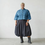 Luftig leichte Oversize Jacke aus hochwertiger Baumwoll Popeline im ausgefallenen Lagenlook, Petrol