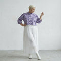 Ausgefallene kurze Lagenlook Jacke aus feiner Popeline Baumwolle, moderner Oversize Stil, Lila