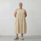 Luftiges Ballonkleid aus reiner Baumwolle im angesagten Lagenlook mit Batik Akzent, Vanille
