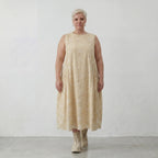 Luftiges Ballonkleid aus reiner Baumwolle im angesagten Lagenlook mit Batik Akzent, Vanille