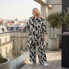 Zeitlos ausgefallene A-Form Jacke im abstrakten Lagenlook aus fließendem stretchigem Slinky, Schwarz/Weiß