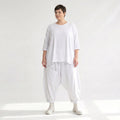 Zeitloses Glockenshirt im legeren Lagenlook aus weich fließendem Slinky Material mit 3/4 Arm, Weiß