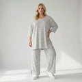 Stilvolle Lagenlook Hose aus weich fließendem Jersey im legeren Oversize Stil mit Streifen, Weiß/Grau