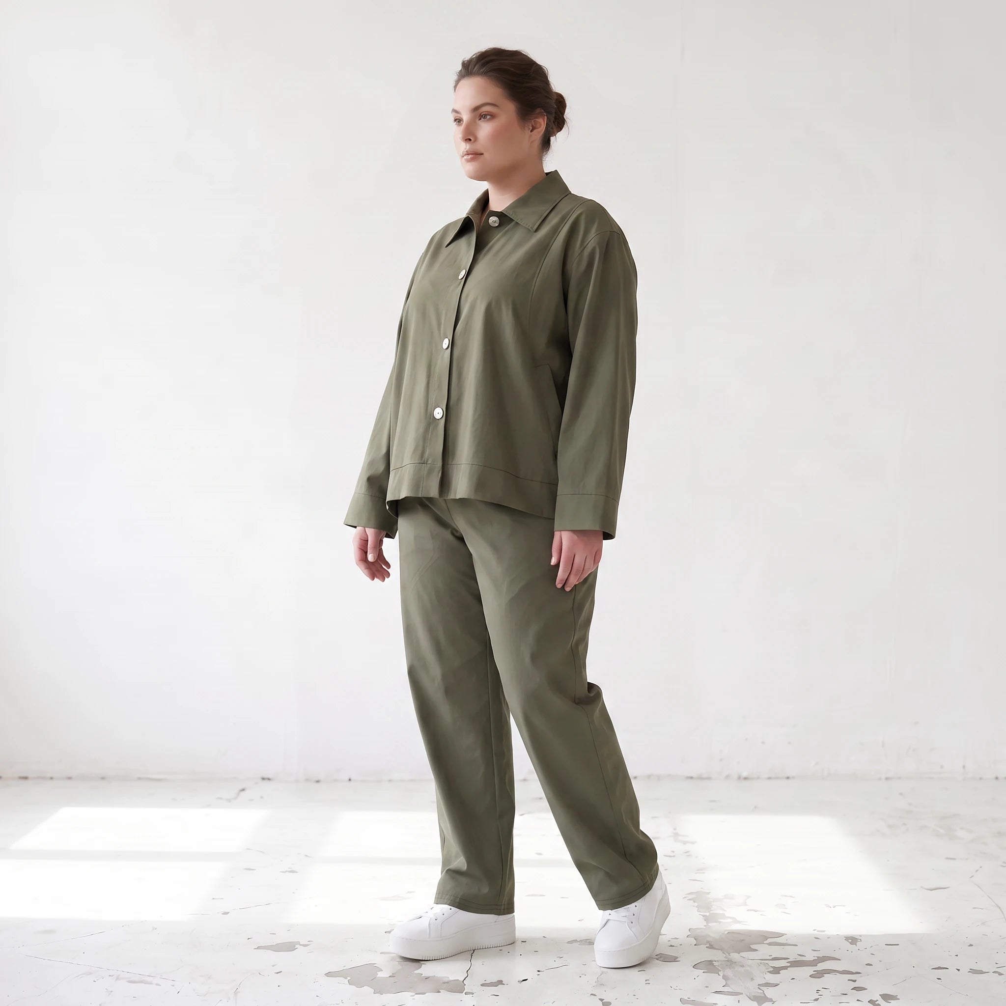Damen Hose Lagenlook Khaki, fließender Schnitt, Oversize große Größen – AKH Fashion