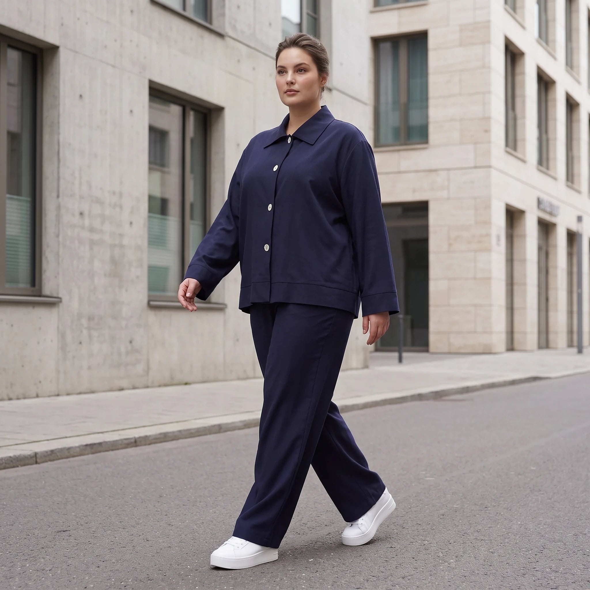 Damen Hose Lagenlook Marine, schmeichelnder Schnitt, Oversize große Größen – AKH Fashion