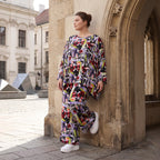 Oversized Shirt aus leichter Viskose Popeline in Lila mit Rundhals und lässigem Schnitt