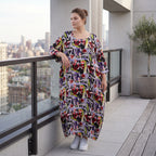 Fliessendes Ballonkleid aus Viskose in Schwarz Oliv Lila sehr leger zeitlos Oversize Look
