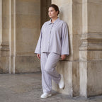 Eleganter Oversizeblazer Grau fliessend Lagenlook elastisch locker sehr modern chic edel