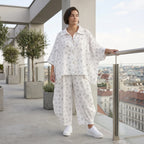 Luftige Mousseline Bluse in Weiß/Schwarz mit klassischem Hemdkragen und Knopfverschluss