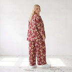 Damen Bluse Lagenlook Viskose Weinrot/Rose, gerader Schnitt, Langarm, Knopfleiste, Oversize große Größen – AKH Fashion