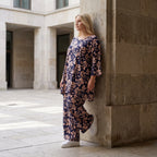 Damen Shirt Lagenlook Viskose Marine/Rose, A-Form, 3/4-Arm, Taschen, Oversize große Größen – AKH Fashion