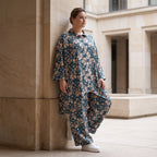 Damen Bluse Lagenlook Viskose Petrol/Rose, Zipfelform, Langarm, Knopfleiste, Oversize große Größen – AKH Fashion