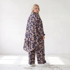 Damen Bluse Lagenlook Viskose Marine/Rose, Zipfelform, Langarm, Knopfleiste, Oversize große Größen – AKH Fashion