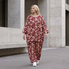 Damen Shirt Lagenlook Viskose Weinrot/Rose, A-Form, 3/4-Arm, Oversize große Größen – AKH Fashion