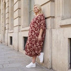 Damen Kleid Lagenlook Viskose Weinrot/Rose, Ballonschnitt, ärmellos, Flügeltaschen, Oversize große Größen – AKH Fashion