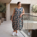 Damen Kleid Lagenlook Viskose Petrol/Rose, Ballonschnitt, ärmellos, Flügeltaschen, Oversize große Größen – AKH Fashion