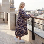 Damen Kleid Lagenlook Viskose Marine/Rose, Ballonschnitt, ärmellos, Flügeltaschen, Oversize große Größen – AKH Fashion