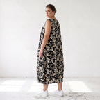 Damen Kleid Lagenlook Viskose Schwarz/Ecru, Ballonschnitt, Oversize große Größen – AKH Fashion