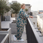 Damen Hose Lagenlook Viskose Petrol/Rose, Ballonschnitt, Elastikbund, Oversize große Größen – AKH Fashion