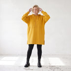 Damen Hoody Lagenlook Baumwolle Gelb, gerader Schnitt, Kapuze, Oversize große Größen – Rafay