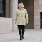 Damen Hoody Lagenlook Baumwolle Beige, gerade Form, Reißverschluss, Oversize große Größen – Rafay