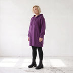 Damen Hoody Lagenlook Baumwolle Lila, gerader Schnitt, Reißverschluss, Oversize große Größen – Rafay