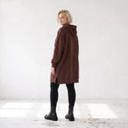Damen Hoody Lagenlook Baumwolle Braun, gerader Schnitt, Reißverschluss, Oversize große Größen – Rafay