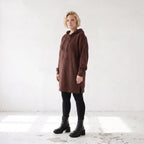 Damen Hoody Lagenlook Baumwolle Braun, gerader Schnitt, Reißverschluss, Oversize große Größen – Rafay