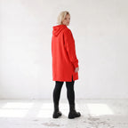 Damen Hoody Lagenlook Baumwolle Rot, gerader Schnitt, Reißverschluss, Oversize große Größen – Rafay