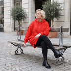 Damen Hoody Lagenlook Baumwolle Rot, gerader Schnitt, Reißverschluss, Oversize große Größen – Rafay