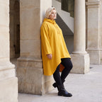 Damen Shirt Lagenlook Baumwolle Senfgelb, Vokuhila, Langarm, Daumenloch, Oversize große Größen – Rafay